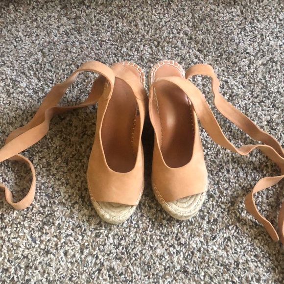 Worn Once Joie Suede Espadrille Sandals Blush Ankle Strap 36 - Picture 4 of 7